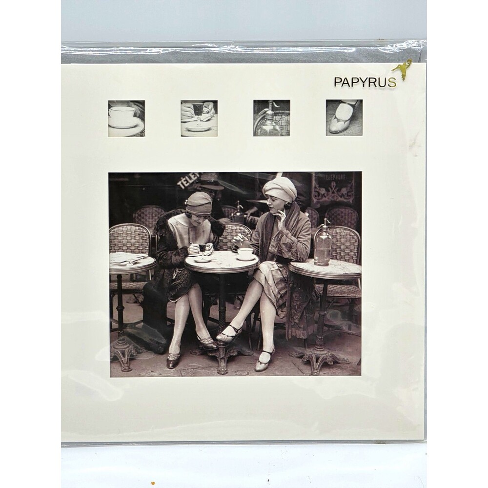 Papyrus Folded Greeting Card w/ Envelope Black & White Photo Coffee "Let's..."
